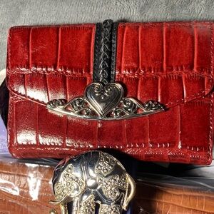 Elegant Red Crocodile-Embossed Wallet, NWT